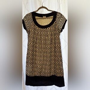 Elegant Black and Cream Patterned Women's Dress